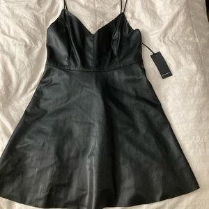Faux leather flared dress